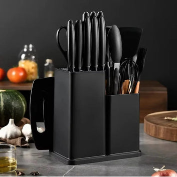 Silicone Kitchenware Set 19 Pcs Spoon Set with Knife &amp; Cutting Board
